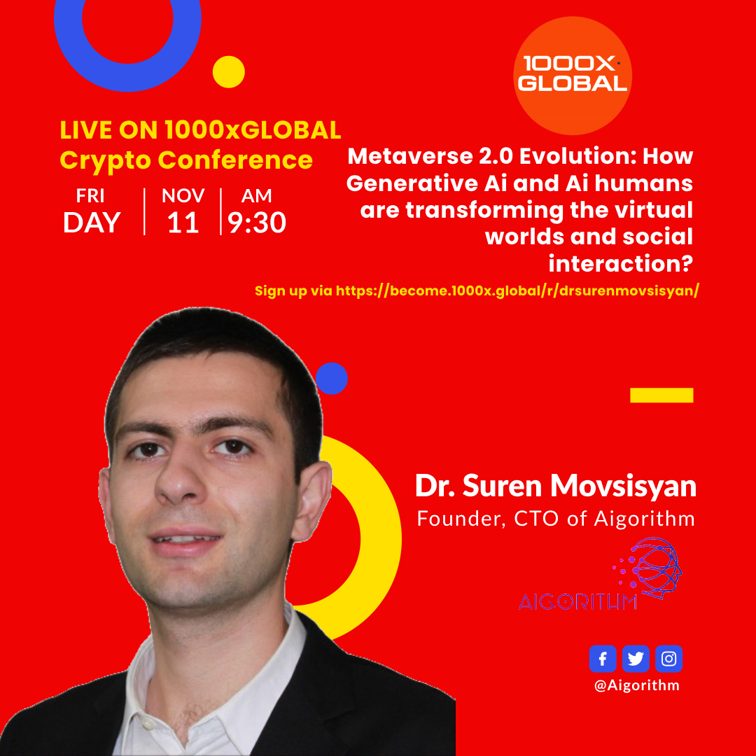 SurenCBS's tweet image. 🚀Join me at @1000x_global as I unravel the Metaverse 2.0 Evolution: How #GenerativeAI and AI Humans transform virtual realms and social dynamics.   

🗓️Nov 11, 2023, 09:30 AM CET

Register: become.1000x.global/r/drsurenmovsi…

#Metaverse #AIvolution #Aigorithm #AiFashion #XR #P2E #GameFi