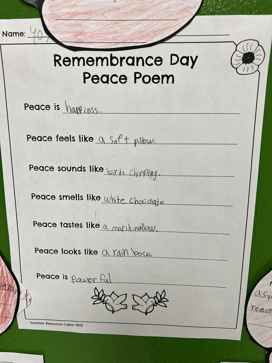 MsBaker_5's tweet photo. Peace is….powerful, safe, happiness🤍 #WeRemember #OCSB @StGregoryOCSB  @OttCatholicSB https://t.co/djLi3ZwsMO