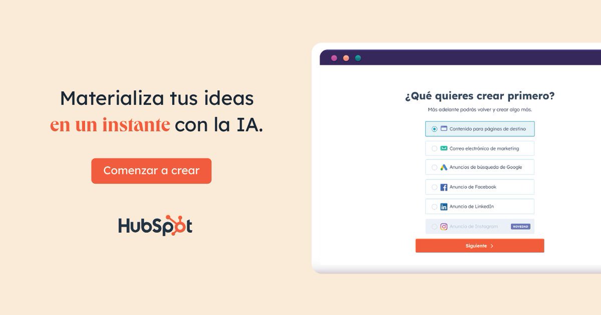 HubSpotEspanol's tweet photo. 💥Te presentamos el asistente de campañas, la herramienta gratuita de @HubSpot con IA que genera recursos de marketing. Crea contenido en español para tus páginas de destino, correos y anuncios. 

👉Pruébalo ya: https://t.co/zN0dmZNNQH https://t.co/HUkR3q8mC6