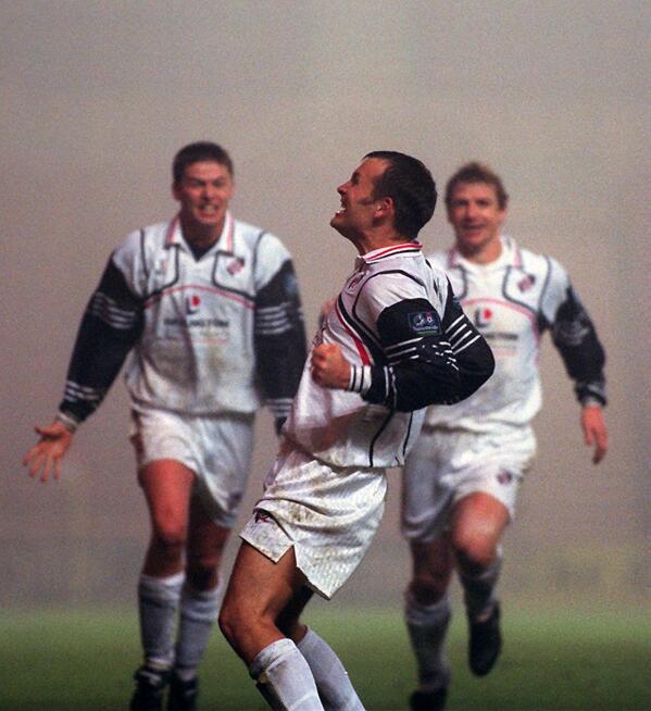 Darlo Retro 📸 (@darloretro) on Twitter photo It was 25 years ago today when <a href="/Official_Darlo/">Darlington FC</a> completed a terrific comeback, beating Burnley 3-2 in the FA Cup.
Played at Middlesbrough, DFC scored three times in the last ten minutes to overturn a 2-0 deficit. The prize was a home tie with Manchester City live on Sky Sports. It was 25 years ago today when <a href="/Official_Darlo/">Darlington FC</a> completed a terrific comeback, beating Burnley 3-2 in the FA Cup.
Played at Middlesbrough, DFC scored three times in the last ten minutes to overturn a 2-0 deficit. The prize was a home tie with Manchester City live on Sky Sports.