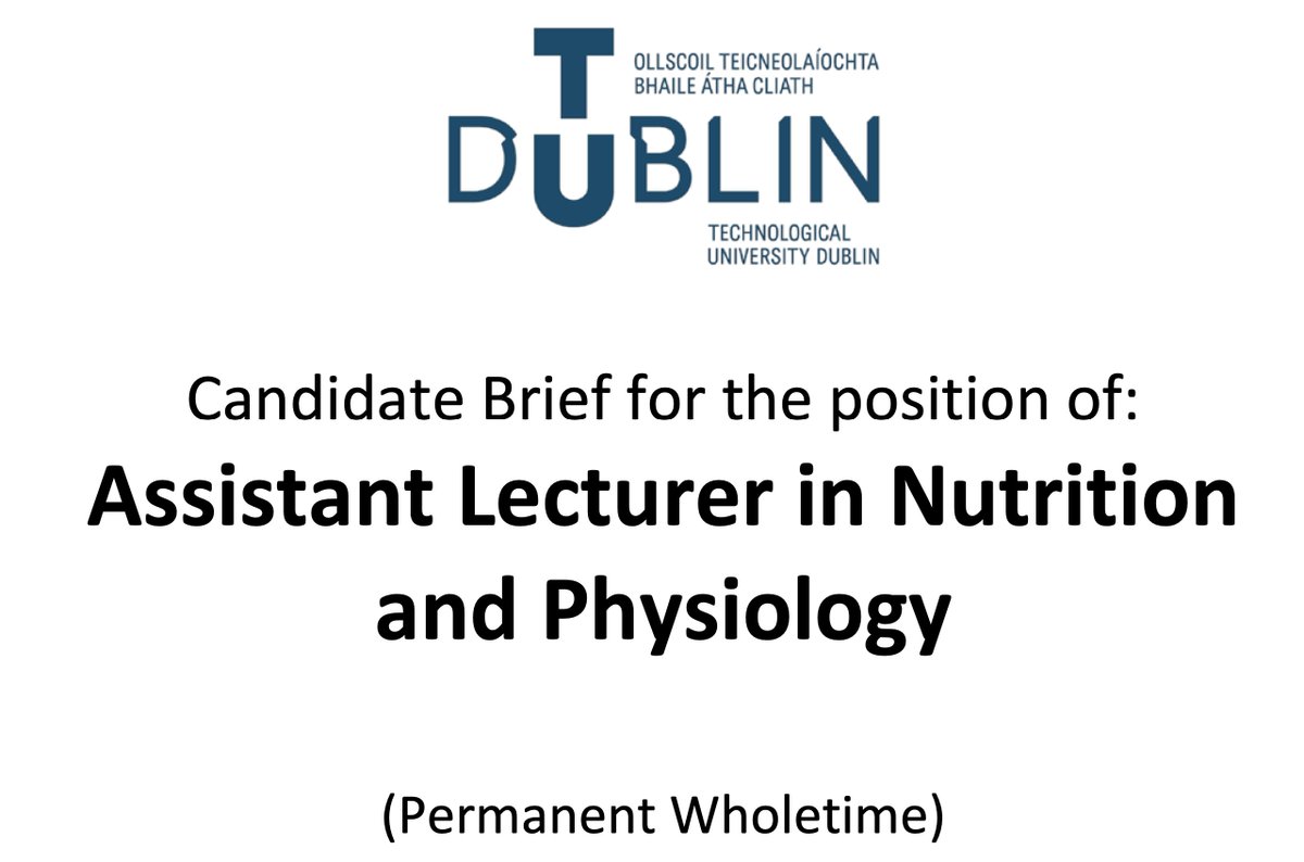 The school of <a href="/TUDub_Biology/">School of Biological, Health & Sports Sciences</a> is currently recruiting a Nutrition and Physiology permanent lecturing role tudublin.ie/explore/jobs/c… If you are interested please get in touch. Closing date 4th Dec.