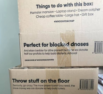 StanLeeTweets's tweet photo. Some more great copywriting for packaging. This time local toilet paper peeps Who Gives A Crap from a couple of years ago. #HamsterMansion #dnoses https://t.co/muQaW8mq1k