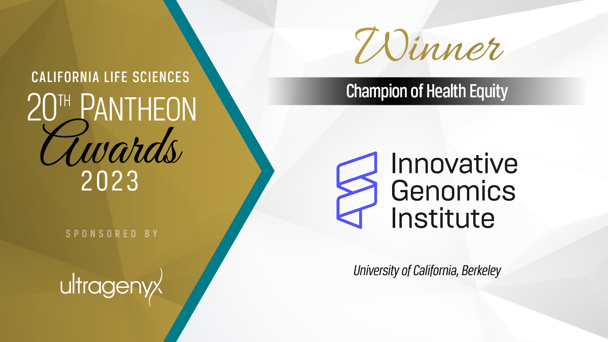 🏆 Congrats to the #Pantheon2023 Champion of Health Equity, @igisci! 💖 Founded by Nobel Laureate & two-time Pantheon winner Dr. Jennifer Doudna, IGI uses genome engineering to create accessible solutions in human health, climate, & agriculture. More: bit.ly/49tbBiT