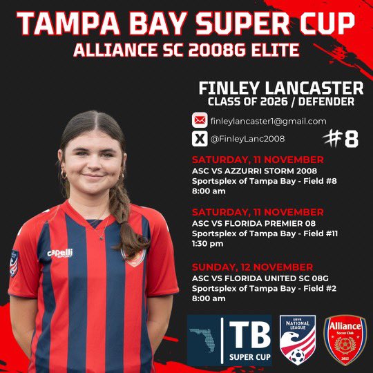 FinleyLanc2008's tweet image. Looking forward to getting on the field at the showcase this weekend in Tampa!!! @Coach_Cee_Jay @AllianceSC_08G @AllianceSC_ @SoccerMomInt