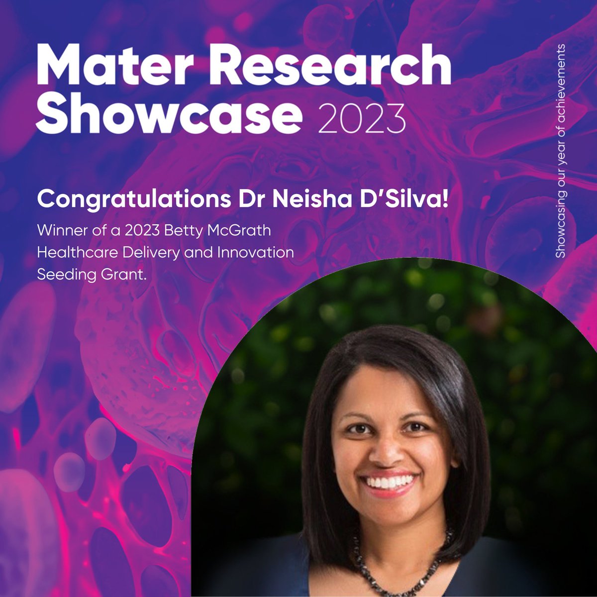 Congratulations to Dr Neisha D’Silva, winner of a 2023 Betty McGrath Healthcare Delivery and Innovation Seeding Grant. Dr D’Silva is a Senior Staff Specialist, Endocrinology at the Queensland Diabetes and Endocrine Centre (QDEC).