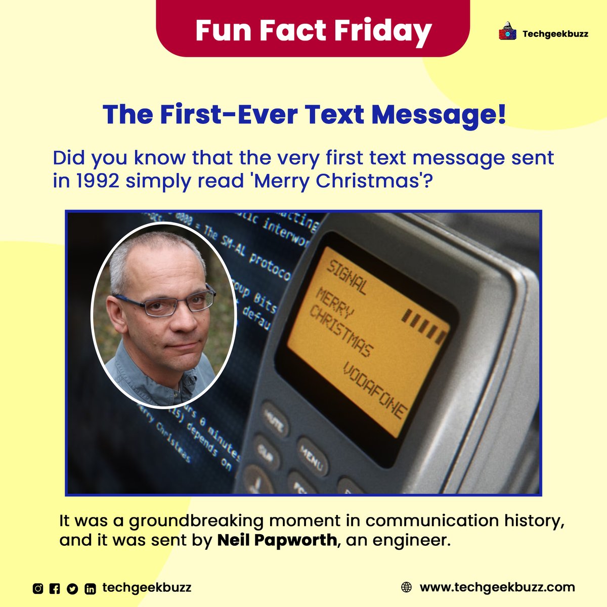 techgeekbuzz's tweet image. 🎅📬 Who would have thought this first-ever text message would change the way we communicate forever?
#TechThrowback #MobileMessaging #DigitalRevolution #CommunicationMilestone #TextingInnovation #MobileHistory #TextingMilestone #TechHistory #FunFactFriday