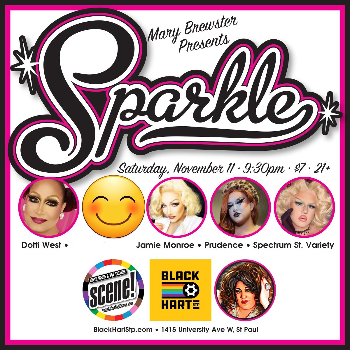 Saturday night, we SPARKLE at @BlackHartSTP ! Join us at 9:30pm!