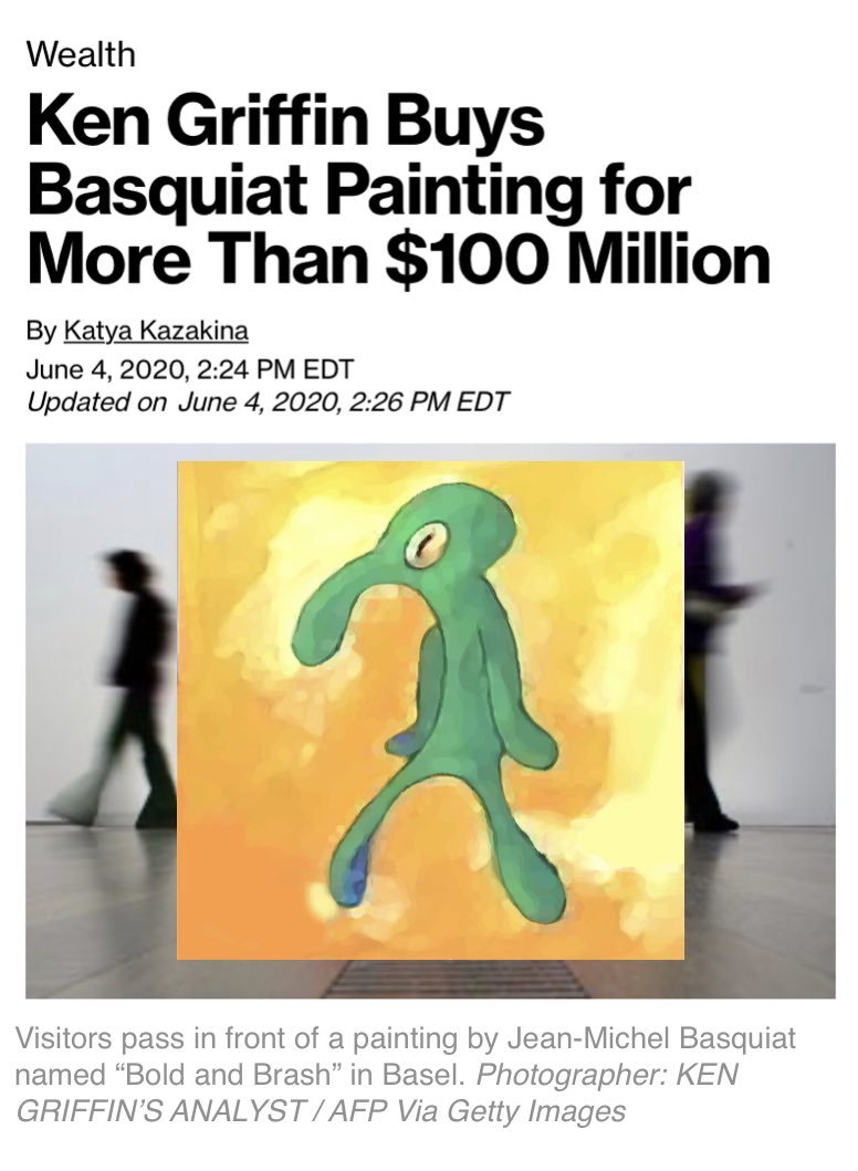 Ken Griffin says high inflation will last for decades

That's why he stores his money in the hardest asset on earth

A $100 million painting of squidward.