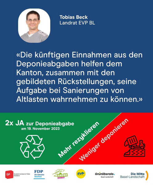 EVP_BL's tweet photo. Mehr rezyklieren, weniger deponieren - darum am 19. November 2x JA zur Deponieabgabe! 👇
https://t.co/pAckMRrJlf https://t.co/amIWsS5CKx