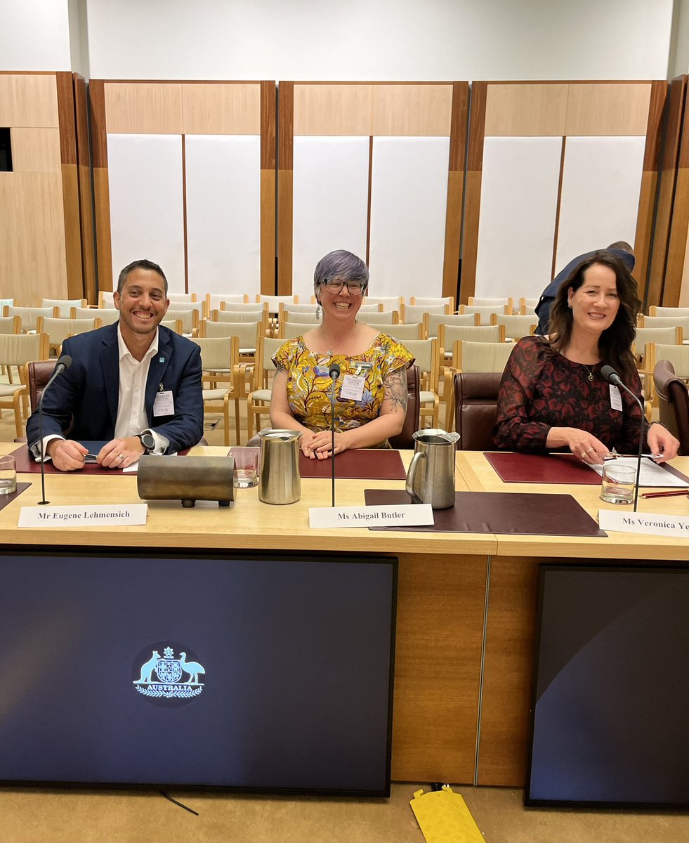 Catholic school teachers & IEU delegates Abbey and Eugene along with Assistant Sec Veronica, address Senate Inquiry on why delegates are so important to fair workplaces and operation of schools. Time to #CloseTheLoopholes and guarantee delegates’ rights