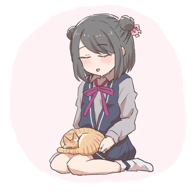ねこちゃんのアッタカイエネルギーによって眠くなってしまう黒江ちゃん