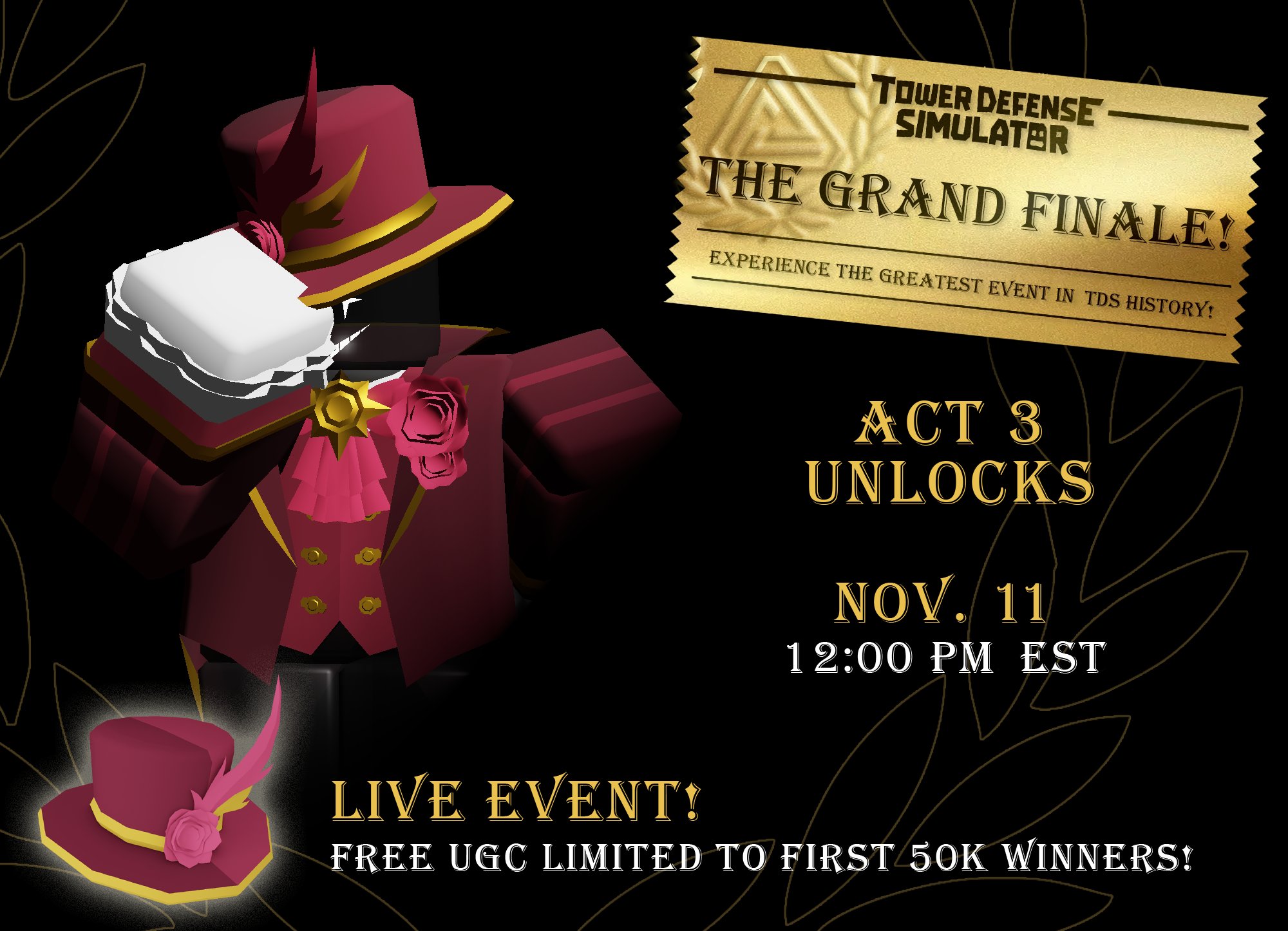 Tower Defense Simulator on X: 🎩 UGC Rewards are live! ✨ ⁉️ How to earn  UGC rewards in the Event: - Triumphing an act will have a small chance of  awarding you