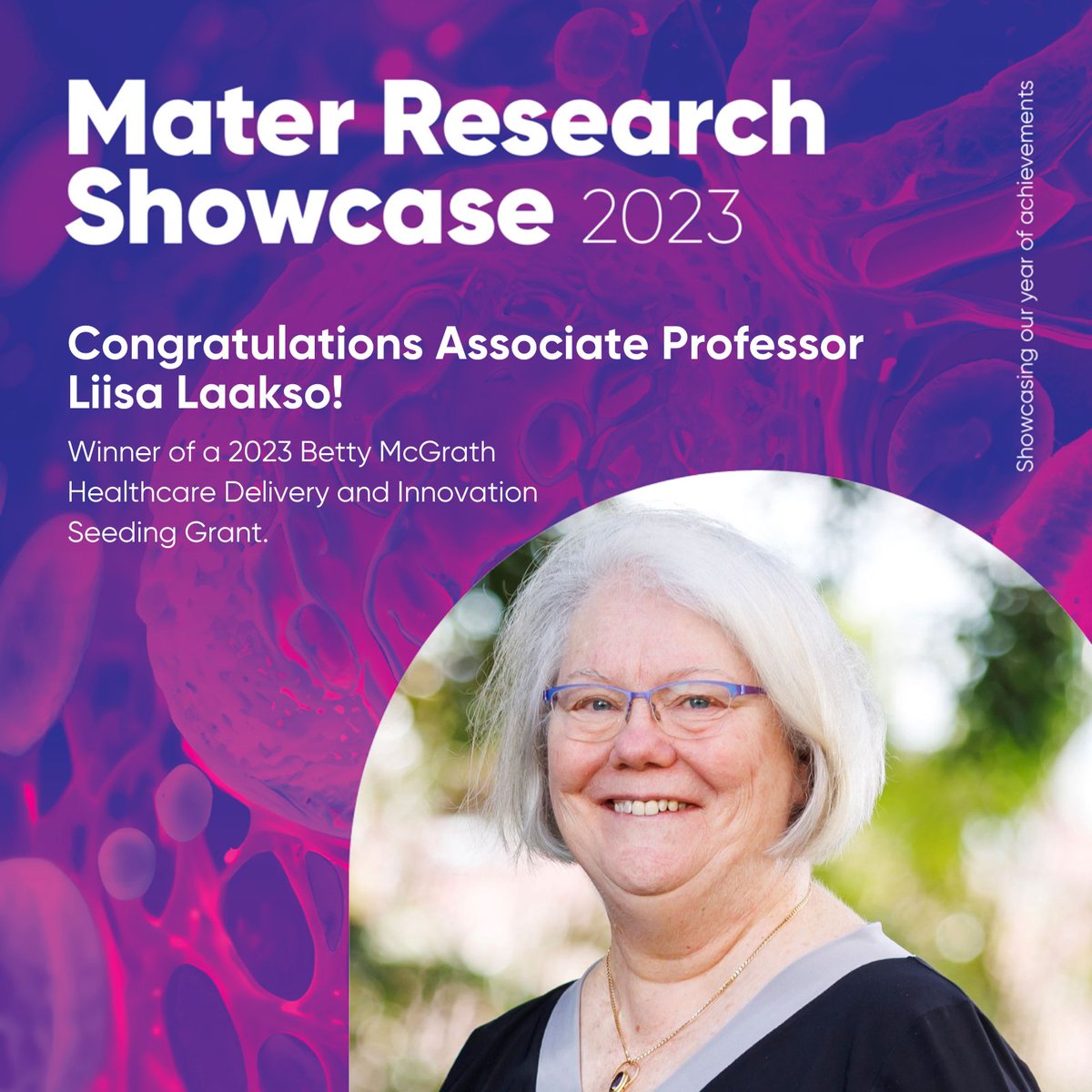 Congratulations to A/Prof Liisa Laakso, PhD, winner of a 2023 Betty McGrath Healthcare Delivery and Innovation Seeding Grant, made possible through the generous support of @materfoundation