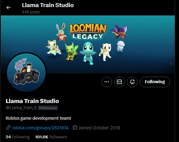 All Updates/Stats Of Llama Train Studio (Loomian Legacy) This Year (Tweet  By @LLWiki) 