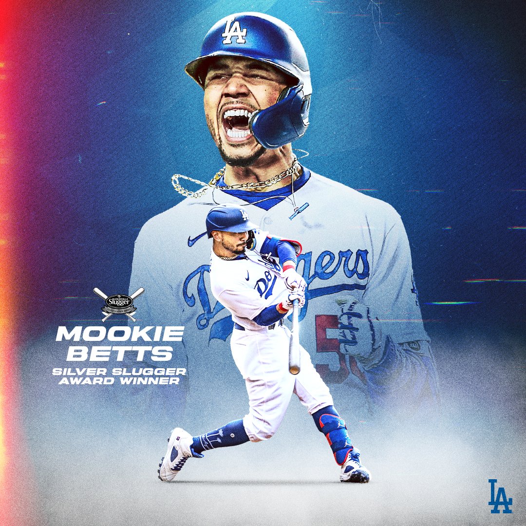 Dodgers's tweet photo. Congratulations Mookie on winning your sixth Silver Slugger Award!