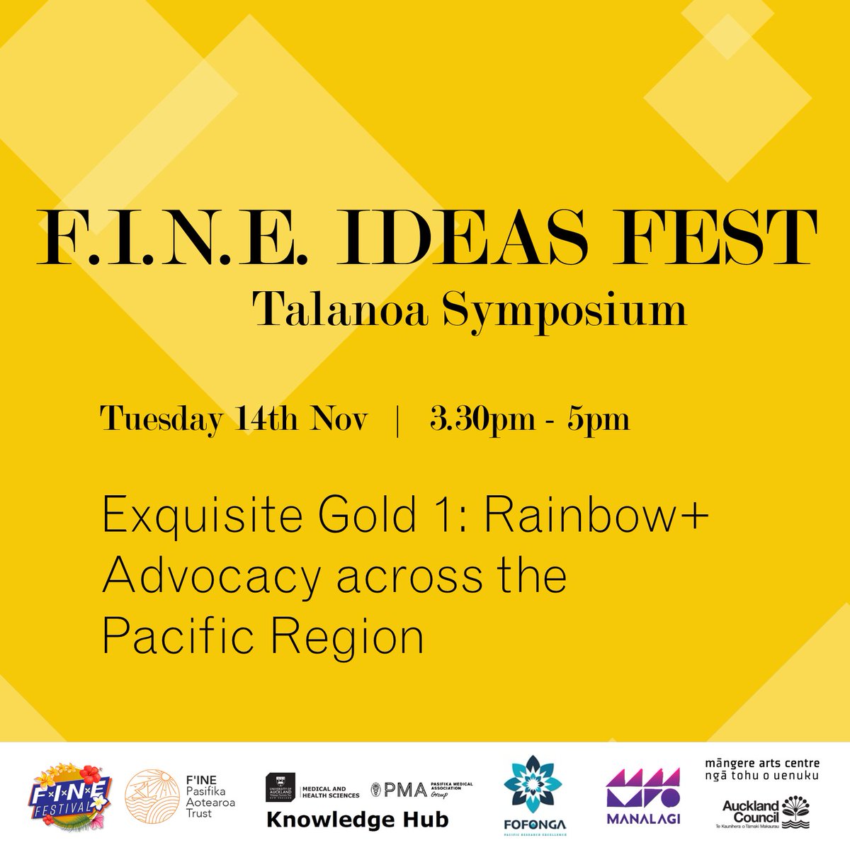 manalagiproject's tweet photo. Join us at the F.I.N.E Ideas Fest Talanoa Symposium where Pacific leaders from Rainbow+ organisations across our Moana and on the West Coast of the US to discuss work going on outside Aotearoa, focused on empowering Pacific Rainbow+ peoples across the region and abroad. https://t.co/Iy3RLKa9Uy