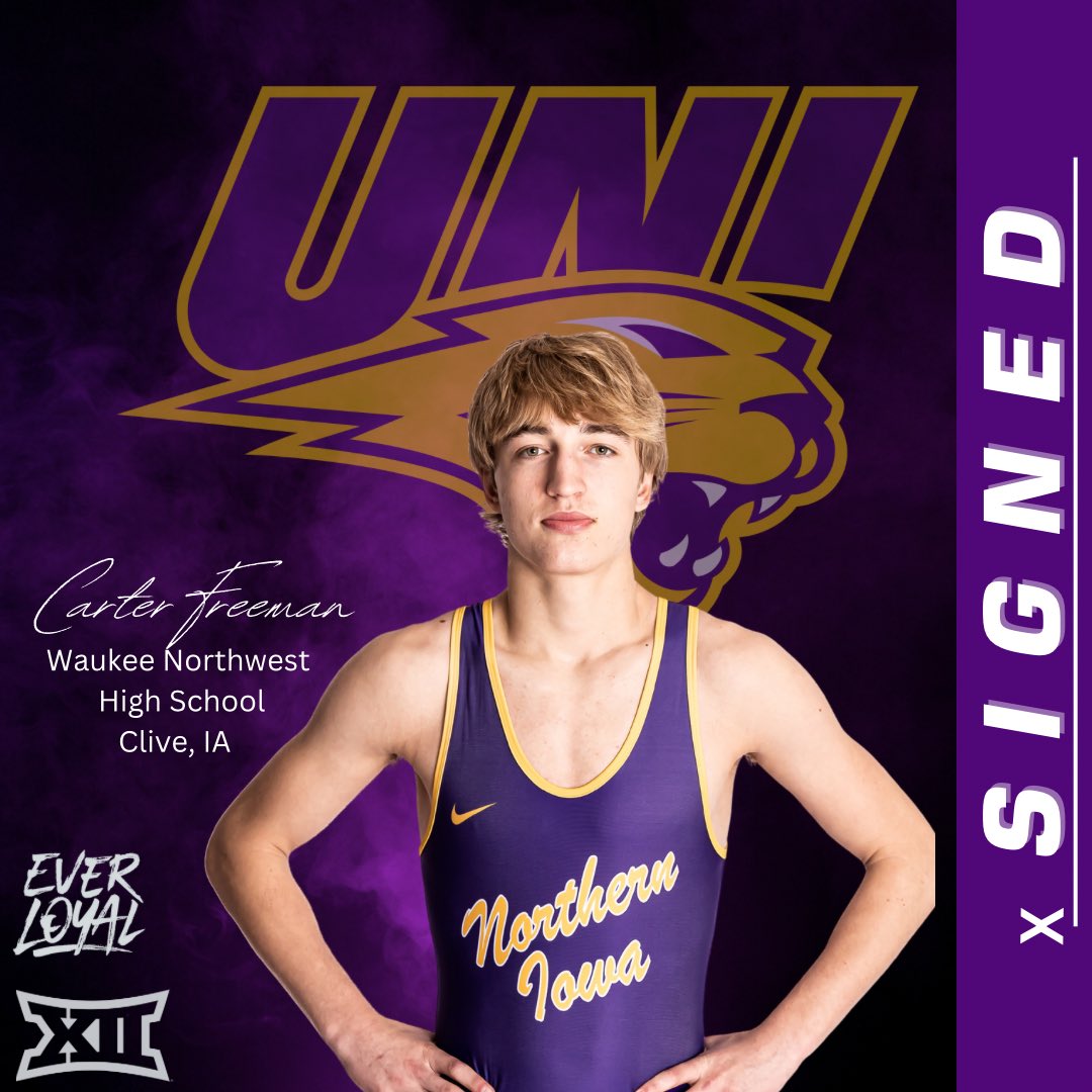 UNI_wrestling's tweet image. Welcome to the #Panthertrain Carter Freeman! 

Carter is a 3x Iowa State Champion! He joins us from Waukee Northwest HS! 

#PantherTrain #Signed