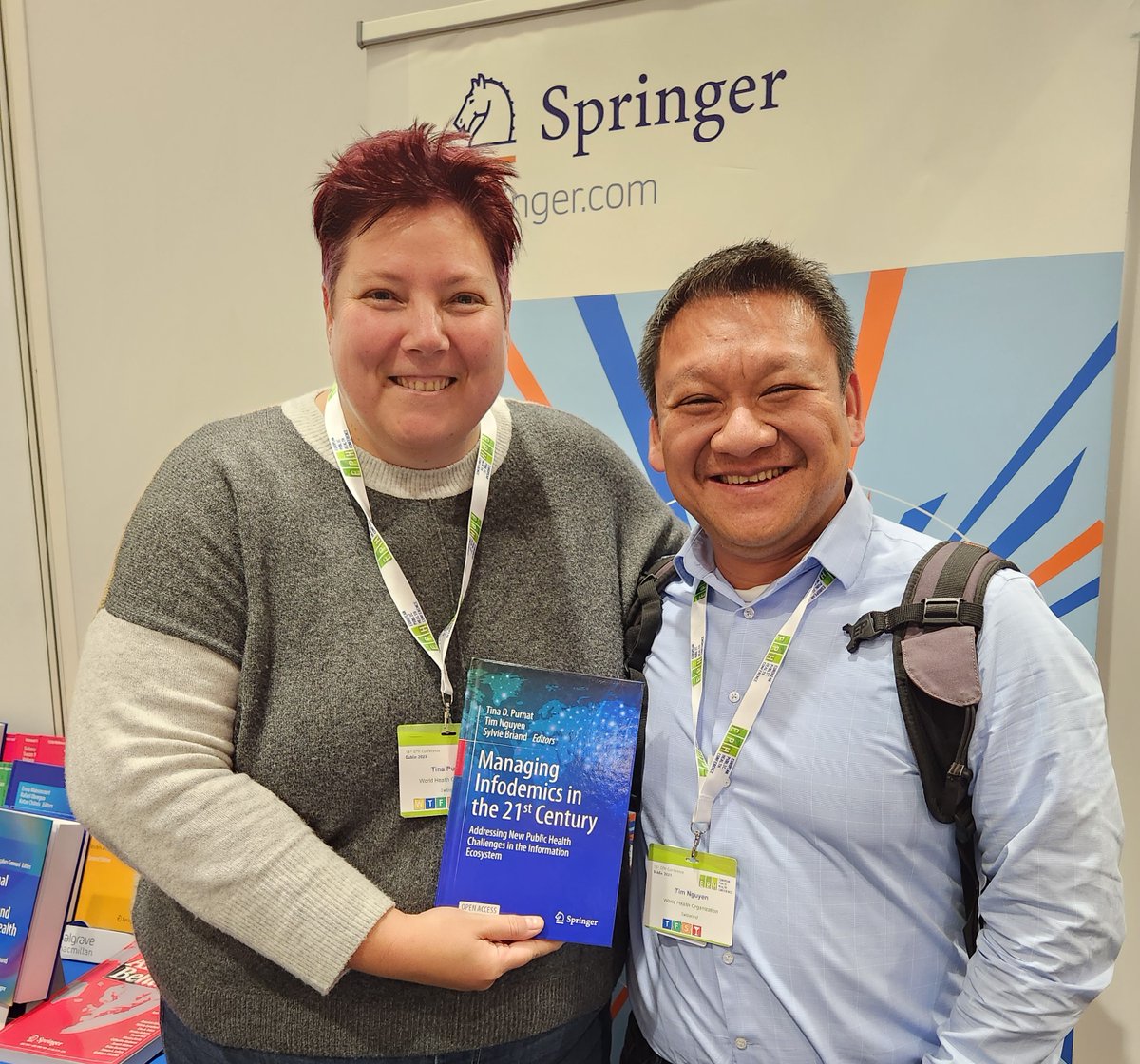 Springer Public Health (@springerpbh) on Twitter photo Tina Purnat & Tim Nguyen with their #OAbook Managing #Infodemics in the 21st Century: Addressing New #PublicHealth Challenges in the Information Ecosystem at the <a href="/SpringerNature/">Springer Nature</a> exhibit at #EPH2023 @TDPurnat <a href="/research2policy/">Tim Nguyen</a> - Download the eBook for FREE: bit.ly/3SzB7gE Tina Purnat & Tim Nguyen with their #OAbook Managing #Infodemics in the 21st Century: Addressing New #PublicHealth Challenges in the Information Ecosystem at the <a href="/SpringerNature/">Springer Nature</a> exhibit at #EPH2023 @TDPurnat <a href="/research2policy/">Tim Nguyen</a> - Download the eBook for FREE: bit.ly/3SzB7gE