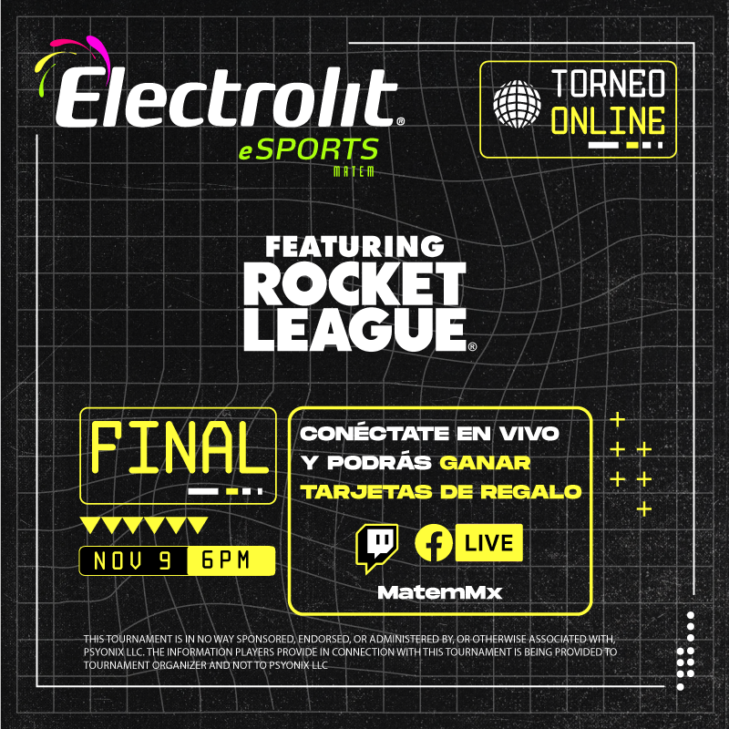 ⚡🔥El balón ya rueda en la final de Rocket League de Liga <a href="/Electrolit/">Electrolit</a> ⚡🔥 Estamos por regalar el primer premio, entra al stream y participa twitch.tv/matemmx #ElectrolitGaming