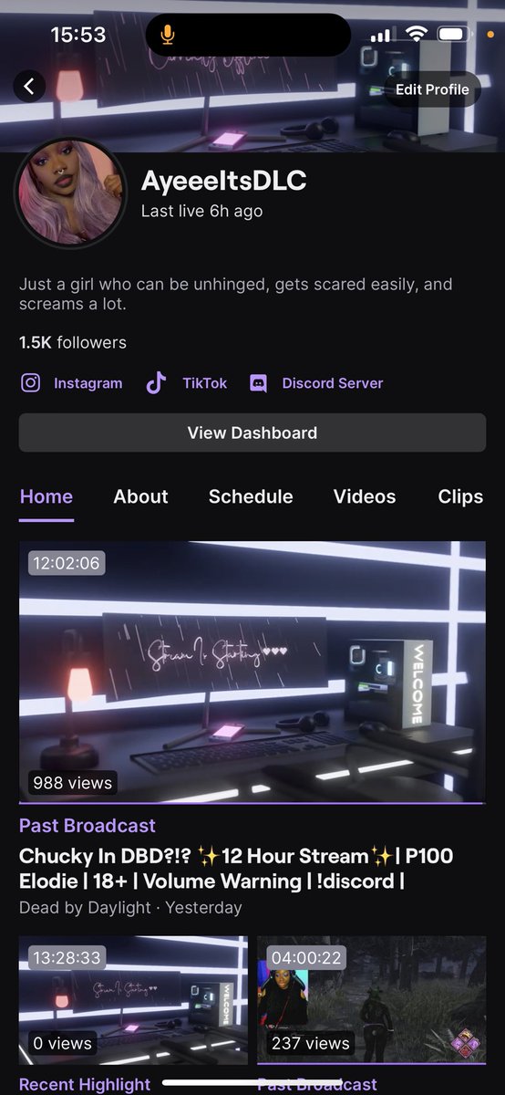 AyeeeItsDLC's tweet photo. Ya girl finally hit 1.5k 🥳. Thank you everybody for the support 💜💜. #twitch #TwitchAffilate #goals https://t.co/3H8Jm95T9y