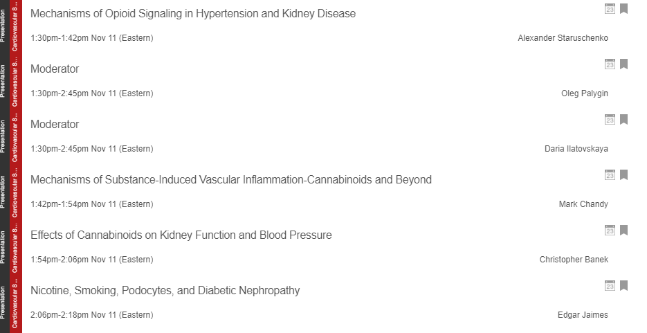 Alexander Staruschenko (@staruschenko) on Twitter photo On my way to #AHA23 to present our recent data on opioid signaling and the kidney. Great session organized by <a href="/KidneyInCVD/">Kidney in Cardiovascular Disease</a> <a href="/Renal_Phys/">Daria Ilatovskaya</a> <a href="/OPalygin/">Oleg Palygin</a> <a href="/BhallaResearch/">Laboratory of Vivek Bhalla, MD- Stanford</a>. <a href="/mjkchandy/">Mark Chandy</a> <a href="/Banek_Lab/">Christopher T. Banek, PhD</a> <a href="/ejaimes63/">Edgar Jaimes</a> also present about cannabinoids, nicotine, and other substances. <a href="/AHAMeetings/">AHAMeetings</a> On my way to #AHA23 to present our recent data on opioid signaling and the kidney. Great session organized by <a href="/KidneyInCVD/">Kidney in Cardiovascular Disease</a> <a href="/Renal_Phys/">Daria Ilatovskaya</a> <a href="/OPalygin/">Oleg Palygin</a> <a href="/BhallaResearch/">Laboratory of Vivek Bhalla, MD- Stanford</a>. <a href="/mjkchandy/">Mark Chandy</a> <a href="/Banek_Lab/">Christopher T. Banek, PhD</a> <a href="/ejaimes63/">Edgar Jaimes</a> also present about cannabinoids, nicotine, and other substances. <a href="/AHAMeetings/">AHAMeetings</a>