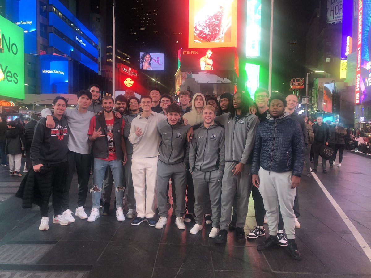 The Terriers in Times Square! Taking in the sights and sounds of NYC before our game tomorrow in the Rutgers University-Newark Tournament #RingIt #WeFirst