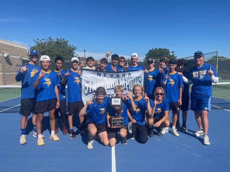 SouthTahoeNow's tweet photo. South Tahoe High School's Boys Tennis Team wins State Title, a 1st for the program! Team to be honored at @ltusdedu meeting tonight. Players also had doubles 3rd place state finish for NIAA 3A. #SouthLakeTahoe @STHSathletics https://t.co/WSK48jUROc https://t.co/ATO5EN2Mv5