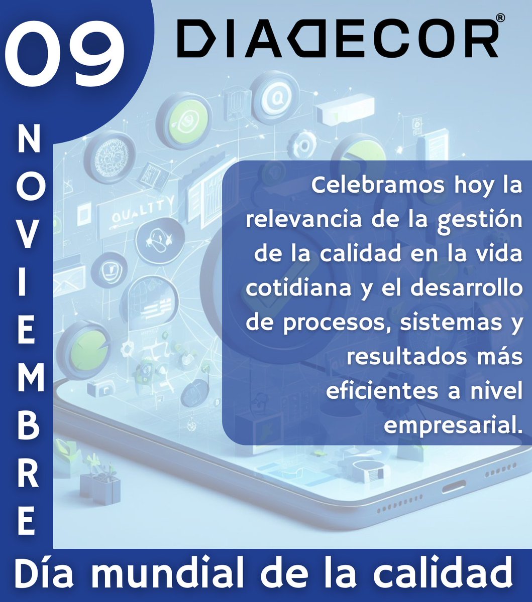 GlobalDiadecor's tweet photo. ¡En este Día Mundial de la Calidad! En Diadecor agradecemos a todos nuestros colaboradores, clientes y amigos que comparten esta visión con nosotros. Seguimos trabajando juntos para alcanzar estándares de excelencia en todo lo que hacemos.
#9DeNoviembre #DiaMundialDeLaCalidad https://t.co/C6RaPMc9As