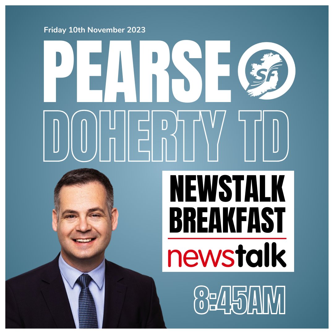sinnfeinireland's tweet image. 📻 Sinn Féin spokesperson on Finance @PearseDoherty will be live on @NTBreakfast this morning, from 8:45am.

Listen here: newstalk.com 

#BKNT