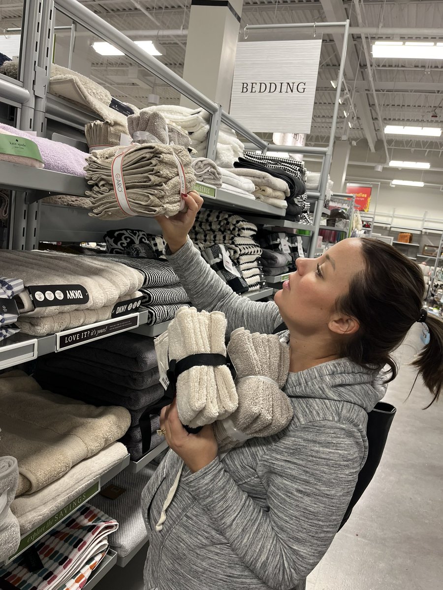 “We” spent 14 minutes determining a new color scheme for *hand towels* only to decide “we” don’t want to make a hasty decision…and left the store.