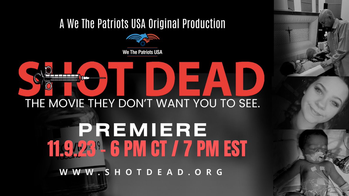 The movie they don’t want you to see. The world premiere of Shot Dead starts NOW! The first documentary chronicling the stories of parents who lost their children and babies to the COVID shot. Join us for the live Red Carpet event at ShotDead.org