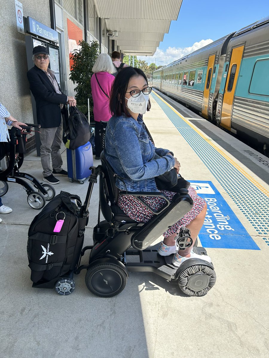 Another solo train trip. Trying out my wheelchair luggage for the first time. At least this time I am travelling for fun- peer connection with other ladies with muscular dystrophy #Bowral #Canberra #disabledtravel