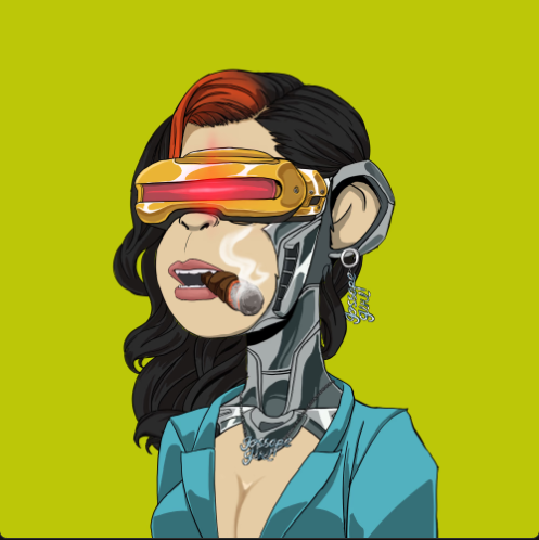 Sending out this badass Robot <a href="/gossapegirl/">GossApe Girl</a> to the legendary <a href="/GordonGoner/">GordonGoner (Wylie Aronow) 🍌</a> best partner for his robot blue beams BAYC 🍻