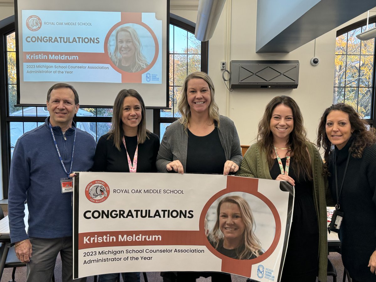 royaloakschools's tweet image. We are celebrating ROMS Principal Kristin Meldrum for her recent honor of being named the 2024 Michigan School Counselor Association Administrator of the Year! 🎆🎇
🎉 Huge congrats, Principal Kristin Meldrum! 🙌 🌟 Your success amplifies our #ROSCommunityofExcellence vision.