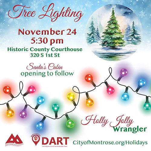 The Countdown is on! Only 1️⃣6️⃣ days until the Holiday Tree Lighting. Join us on Nov 24 at 5:30 pm at the Historic County Courthouse (320 S 1st St) for some holly jolly fun, including hot chocolate ☕, cookies 🍪, carolers 🎶, and an appearance from Santa.

cityofmontrose.org/holidays