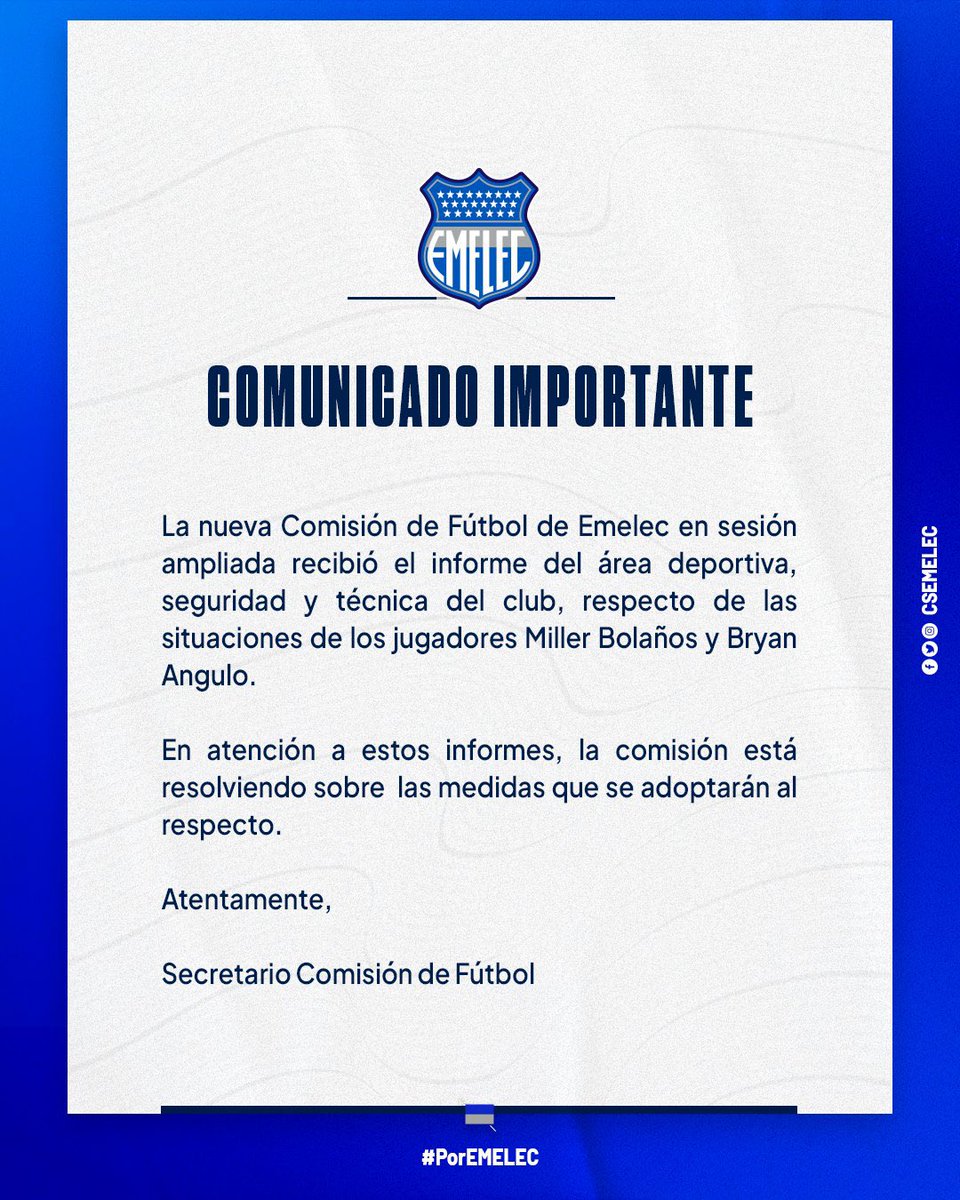 📝 Comunicado Importante

#PorEmelec🤜🏽🤛🏽⚡️