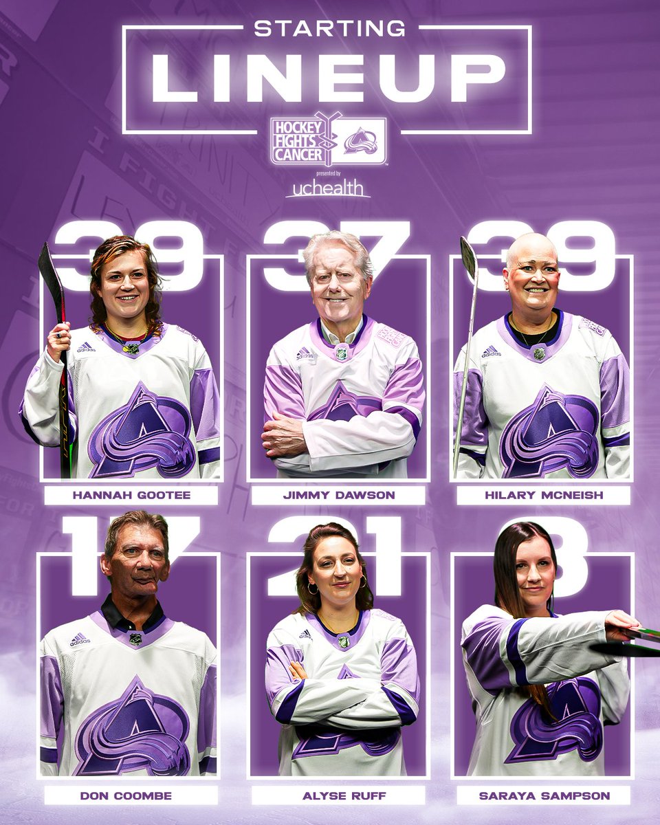 Avalanche's tweet photo. For our cancer warriors 💜

#GoAvsGo | #HockeyFightsCancer https://t.co/geZovDQ69c