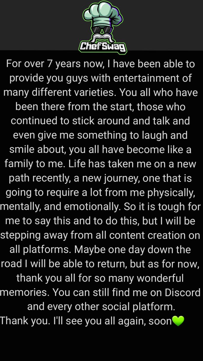 Chefficer's tweet image. It's not goodbye, it's see you later💚