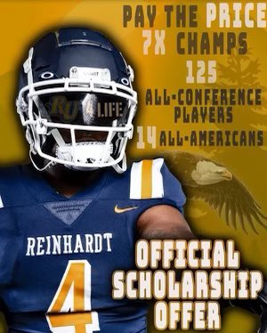 #AGTG Beyond blessed to receive an offer from Reinhardt university 💙💛<a href="/coach_kight15/">Coach Joel Kight</a> <a href="/CoachLowe_8/">Coach Lowe</a> @A1Willzz <a href="/dwawillis/">Coach Willis</a> <a href="/RecruitMLKLions/">MLKing High School Football</a> <a href="/n_parrott478/">Nicholas Parrott</a>