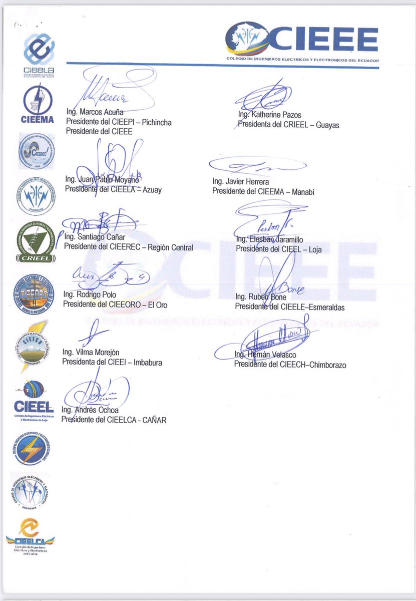 Todos los Colegios Profesionales del Sector Eléctrico del Ecuador, transmitimos al presidente electo <a href="/DanielNoboaOk/">Daniel Noboa Azin</a> una ruta contundente de estrategias imperativas para recuperar soberanía nacional electrica <a href="/CarlosVerareal/">Carlos Vera</a> <a href="/teleamazonasec/">Teleamazonas</a> <a href="/ecuavisa/">Ecuavisa</a> @RecNaturalesEC <a href="/cieeecuador/">CIEEE</a>