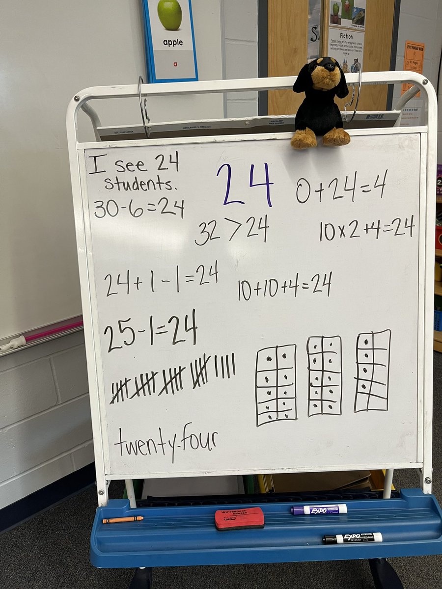 Number of the day! How many ways can you show 24?  Learning so many new ways to represent numbers! #TrustyHusky