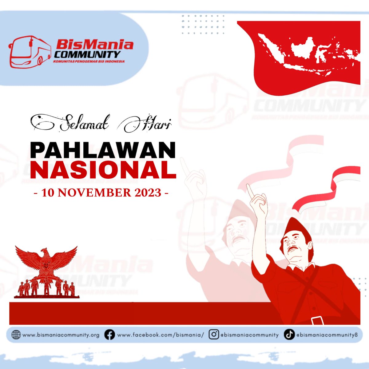 Selamat Hari Pahlawan 10 November 2023. Mari mengenang dan menghormati perjuangan para pahlawan dan pejuang dalam mempertahankan kemerdekaan Republik Indonesia.
