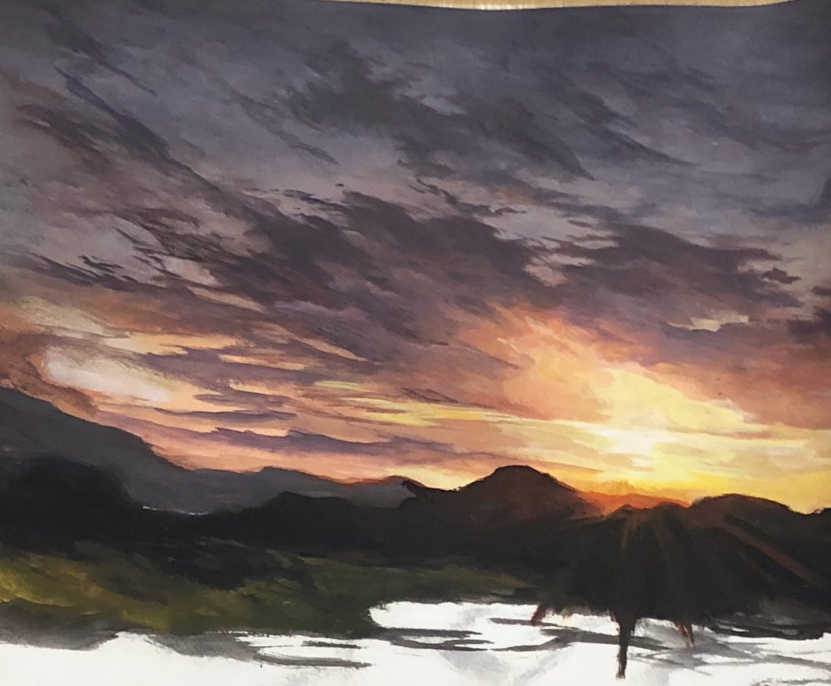 Sevenlikeswww's tweet photo. まだ全然描き途中ですが
空だけ…

#風景画　#アクリル画 https://t.co/Ueq3hrQCoE