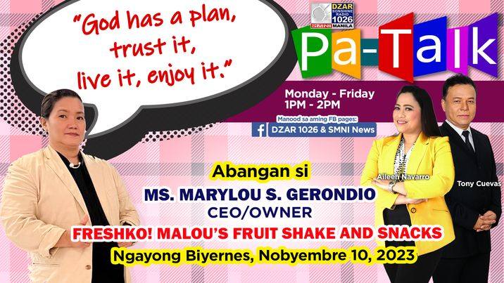 freshkopinas's tweet image. Tune in today on PaTalk DZAR1026 SMNI to catch an exclusive interview with our very own CEO/Owner Mrs. Marylou S. Gerondio of FRESHKO! 🎙️👩‍💼💚

Join us on this enlightening journey as she shares her insights on entrepreneurship.