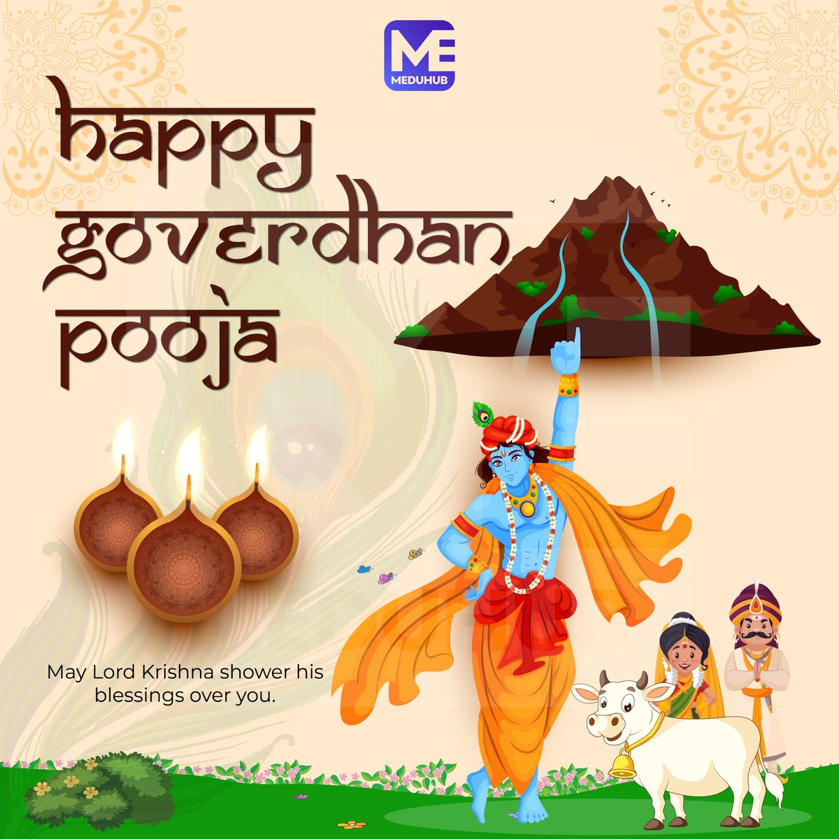 Medu_hub's tweet image. A very happy Govardhan Puja 
 Wishing you an auspicious day filled with joy, goodwill, and faith. 
May Lord Krishna remove all odds from your life and fill it with immense happiness.
.
#govarshan #Krishna #meduhub