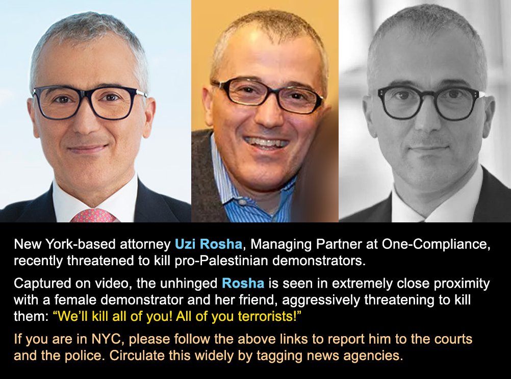 zaydbar's tweet image. *REPOST THIS*
If you are in New York, please call the police and report this unhinged man for threatening to kill pro-Palestinian demonstrators.

Also follow the link below to report him to the NYC court system:
ww2.nycourts.gov/attorneys/grie…
He shouldn't be allowed to walk the streets,…