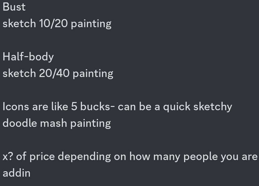 Cringey_Tea's tweet image. Opening small commissions. I have CashApp, Venmo, and Paypal.
I don't have a proper sheet right now.