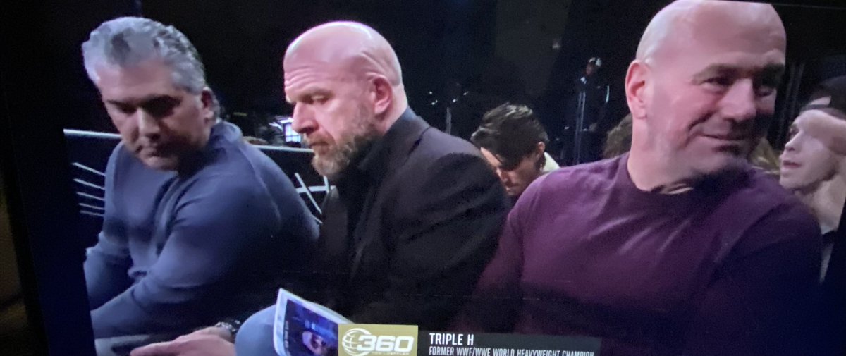 Nick Khan Triple H & Dana White ringside at the #HFNBoxing card tonight