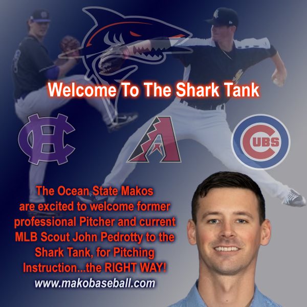 We are excited to add former D1 pitcher, AZ Diamondbacks player, and now MLB scout John Pedrotty to the program. John is offering personal instruction this winter at the Tank. To contact John or any of our instructors about lessons, visit our website makobaseball.com 🦈⚾️