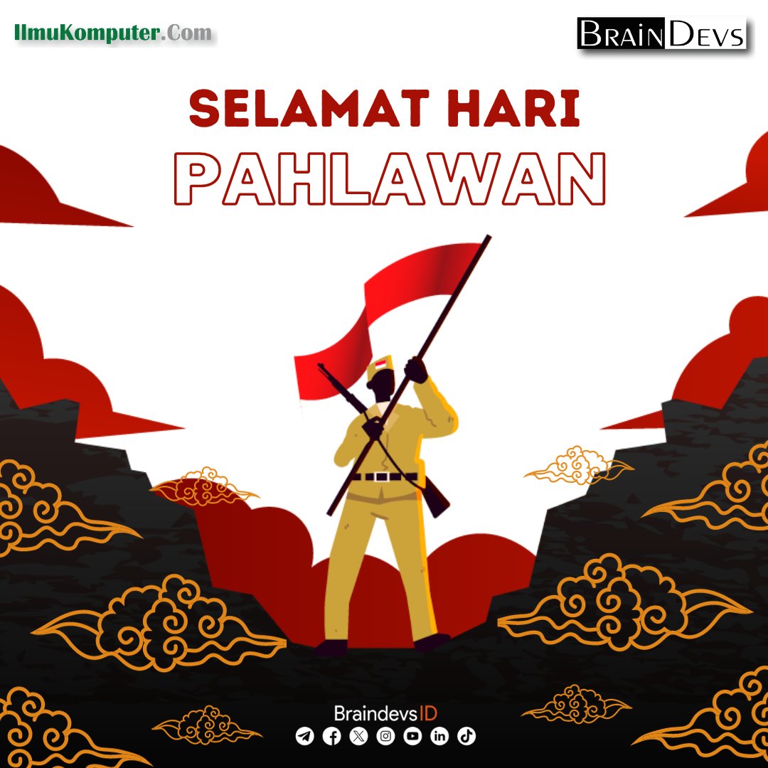 Braindevsid's tweet image. Semangat pahlawan terus berkobar dalam jiwa kita. Bersatu, berjuang, dan memperingati jasa para pejuang yang telah mengukir sejarah keberanian. Selamat Hari Pahlawan!!!
#BraindevsID #EducatingtheEnterprise #TetapDalamPerdjoeangan #HariPahlawan